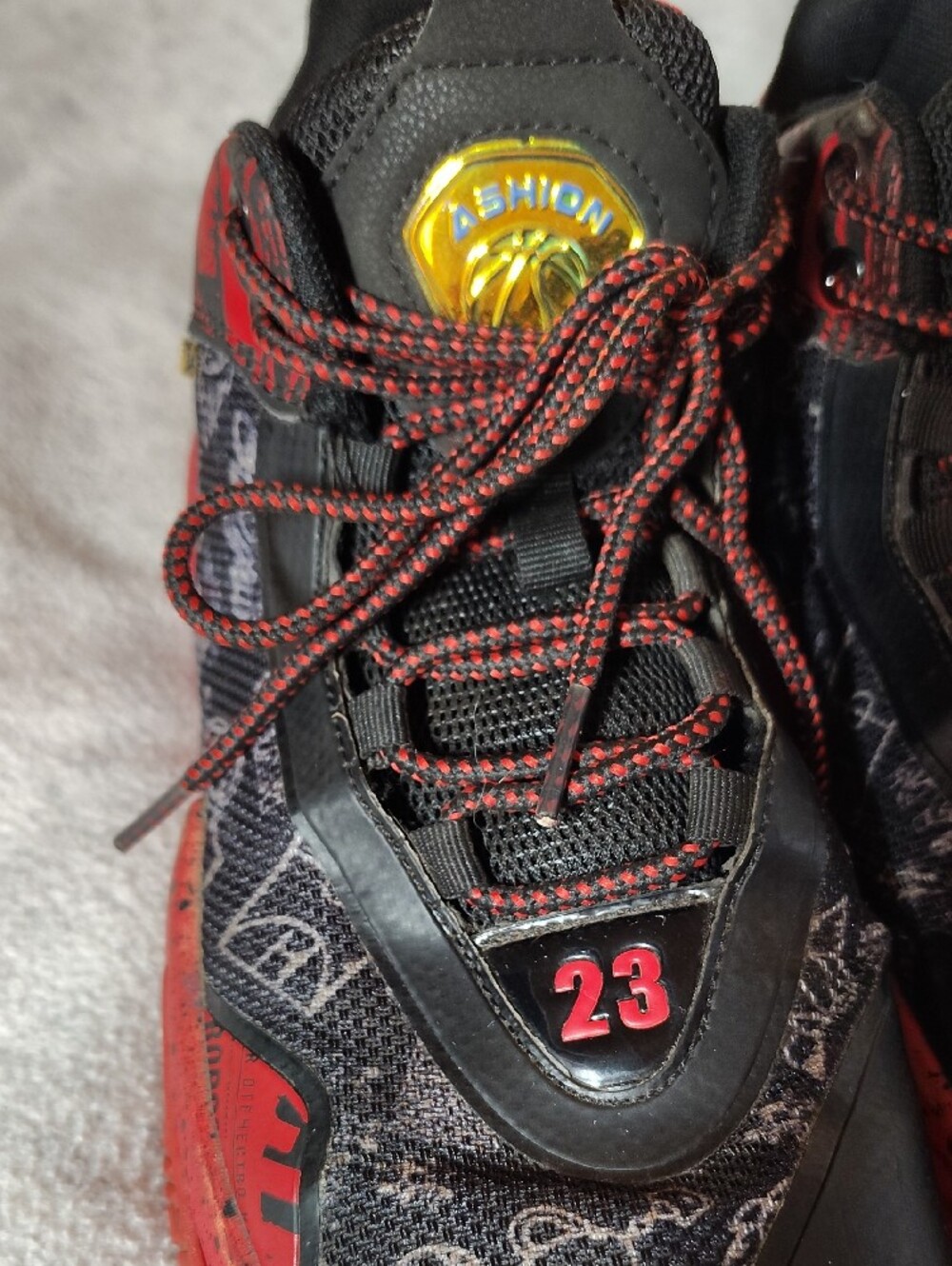 Kids Red and Black Athletic Sneakers - Stylish High-Top - Picture 3 of 7